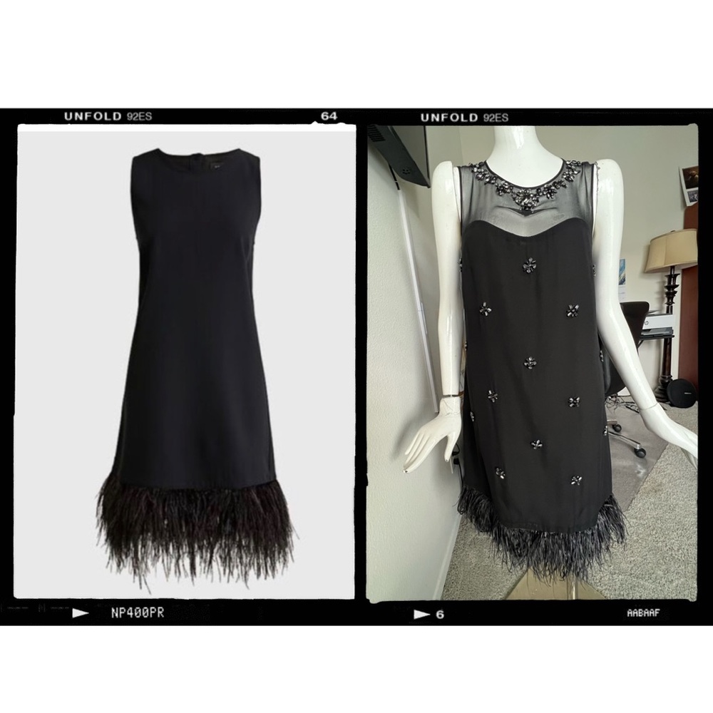 J. Crew SILK OSTRITCH FEATHER -trim dress- BEAUTIFUL!